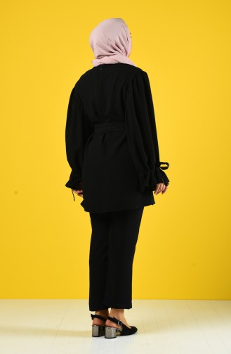 Balloon Sleeve Tunic Trousers Double Suit 1421-01 Black 1421-01