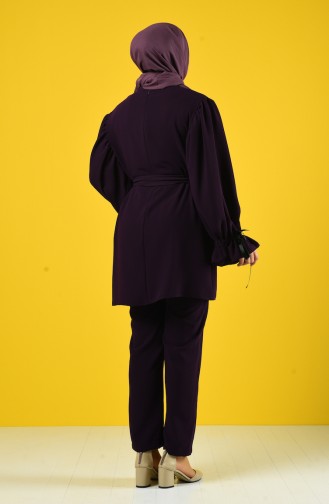 Balloon Sleeve Tunic Pants Double Suit 1421-03 Purple 1421-03