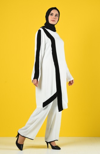 Crepe Tunic Trousers Double Set 4600-01 White 4600-01