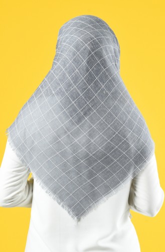 Square Patterned Cotton-like Woven Scarf 2465-01 Gray 2465-01