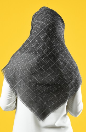 Square Patterned Cotton-like Woven Scarf 2465-18 Black 2465-18
