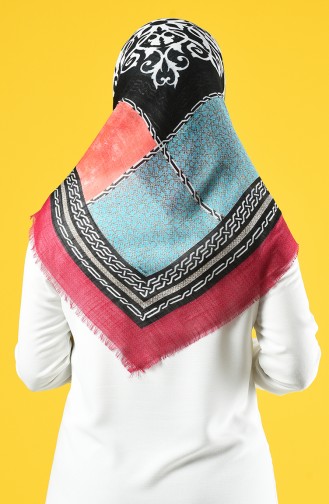 Elmina Patterned Cotton Scarf 889-02 Fuchsia 889-02