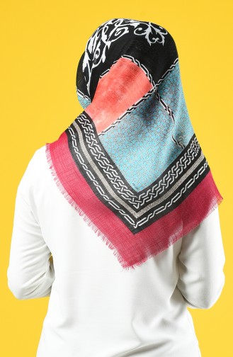 Elmina Patterned Cotton Scarf 889-02 Fuchsia 889-02