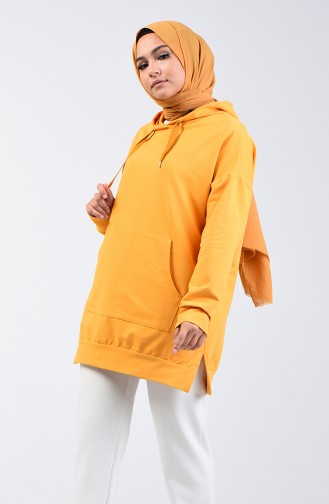 Sweatshirt mit Kapuze 6388-07 Senffarben 6388-07