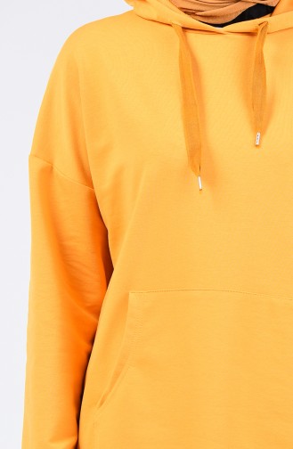 Kapüşonlu Sweatshirt 6388-07 Hardal