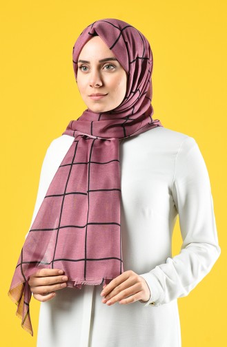 Square Patterned Cotton Shawl 478 478-121 Rose Dry 478-121