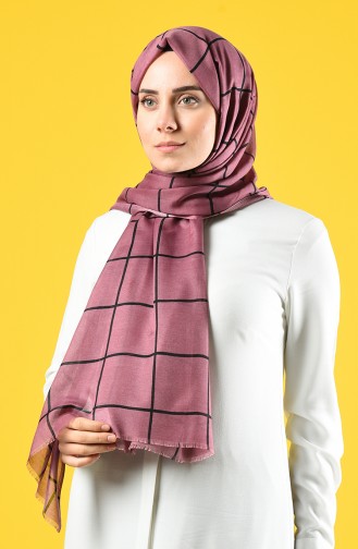Square Patterned Cotton Shawl 478 478-121 Rose Dry 478-121