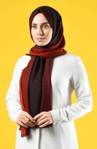 Elmina Patterned Cotton Shawl 940-102 Red Black 940-102