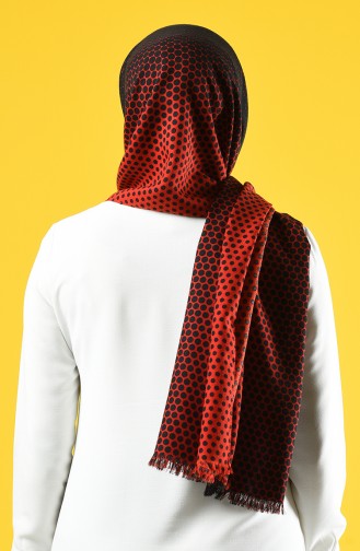 Elmina Patterned Cotton Shawl 940-102 Red Black 940-102