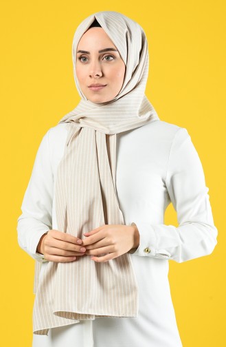 Striped Cotton Shawl 4639-02 Beige 4639-02