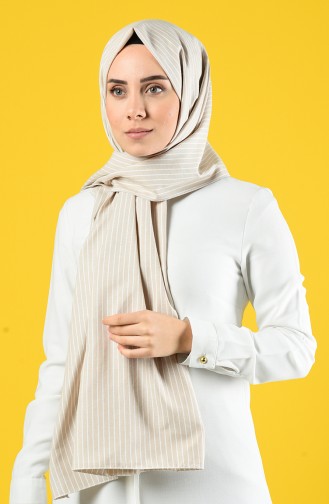 Striped Cotton Shawl 4639-02 Beige 4639-02