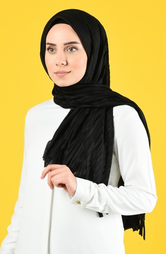 Pratik Likralı Krep Şal 7012-01 Siyah
