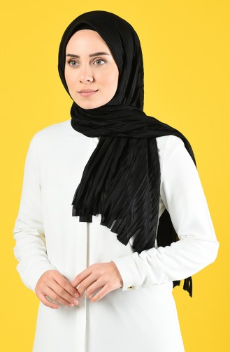 Pratik Likralı Krep Şal 7012-01 Siyah