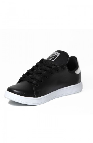 حذاء رياضي نسائي أسود وفضي 40011-01
