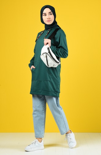 Sweatshirt à Capuche 8228-03  Vert émeraude 8228-03