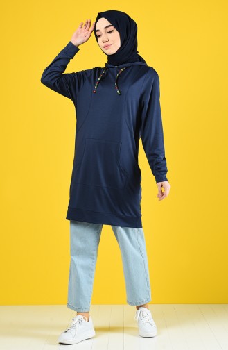 Sweatshirt à Capuche 8228-06 Bleu Marine 8228-06