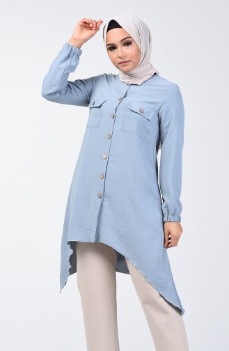 Aeroben Fabric Asymmetric Tunic with Pockets 0081-01 Baby Blue 0081-01