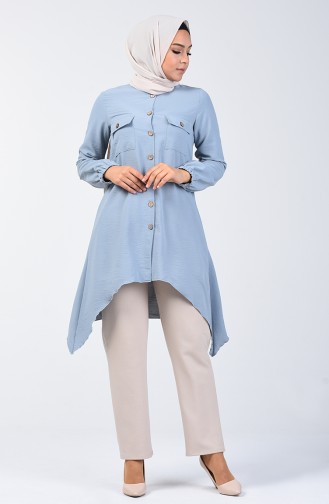 Aeroben Fabric Asymmetric Tunic with Pockets 0081-01 Baby Blue 0081-01