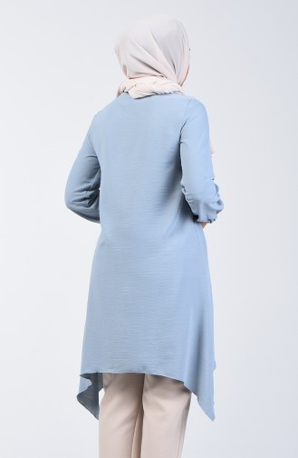 Aeroben Fabric Asymmetric Tunic with Pockets 0081-01 Baby Blue 0081-01
