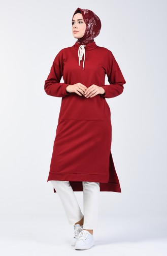 Yanları Yırtmaçlı Tunik 3149-06 Bordo