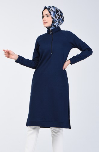 Fermuarlı Reglan Kol Tunik 3150-01 Lacivert