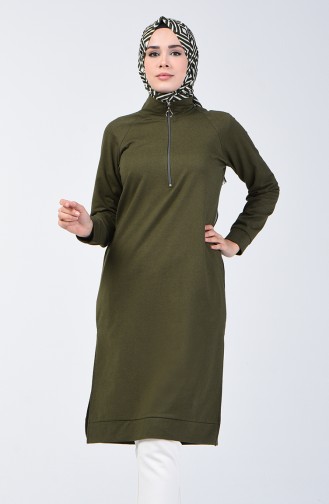 Fermuarlı Reglan Kol Tunik 3150-08 Haki