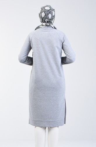 Fermuarlı Reglan Kol Tunik 3150-10 Gri