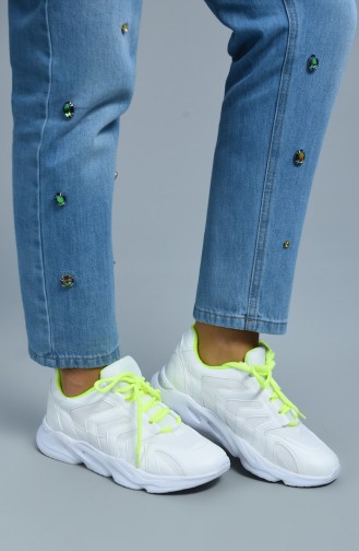 Letoon Unısex Spor Ayakkabı 2651-01 Beyaz Neon Yeşil