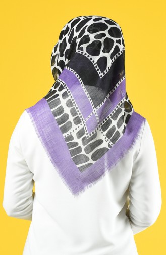 Elmina Patterned Cotton Scarf 882-02 Purple Black 882-02