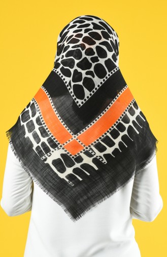 Elmina Patterned Cotton Scarf  882-03 Orange Black 882-03