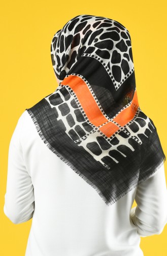 Elmina Patterned Cotton Scarf  882-03 Orange Black 882-03