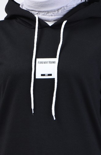 Printed Hooded Tracksuit 20010-05 Black Gray 20010-05
