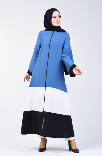 Abaya aus Aerobin Stoff mit Reissverschluss 1084-02 Indigo 1084-02