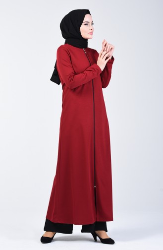 Abaya à Fermeture 3054-04 Bordeaux 3054-04