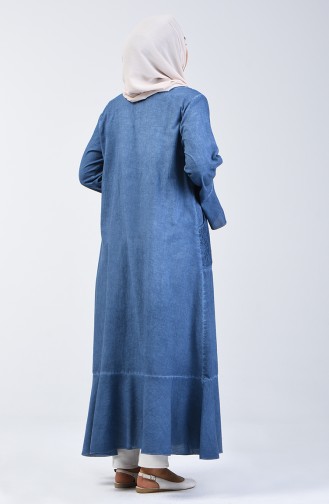 Abaya à Volant 8888-01 Bleu Foncé 8888-01