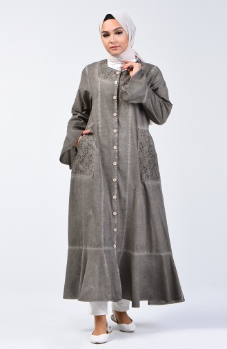 Marjoram Cloth Flounced Abaya 8888-02 Dark Mink 8888-02