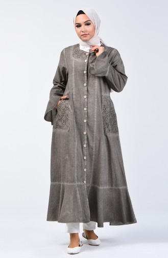 Abaya à Volant 8888-02 Vison Foncé 8888-02