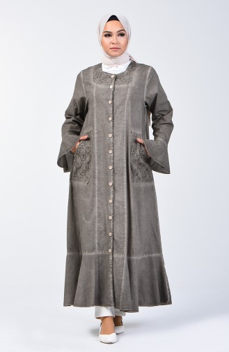 Marjoram Cloth Flounced Abaya 8888-02 Dark Mink 8888-02