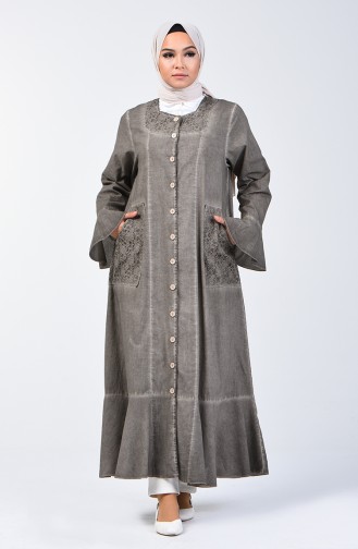 Abaya à Volant 8888-02 Vison Foncé 8888-02