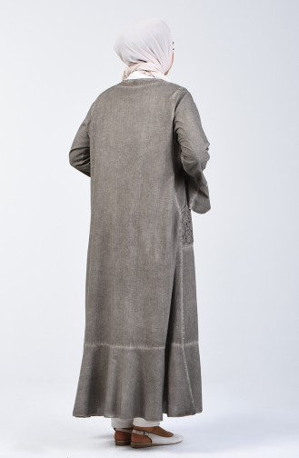 Abaya à Volant 8888-02 Vison Foncé 8888-02