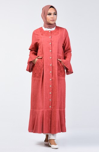 Abaya à Volant 8888-03 Corail 8888-03