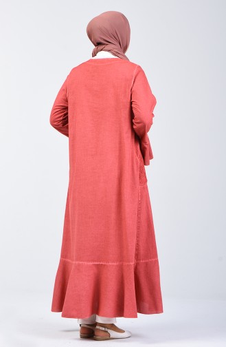 Marjoram Cloth Flounced Abaya 8888-03 Coral 8888-03