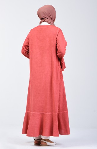 Abaya à Volant 8888-03 Corail 8888-03