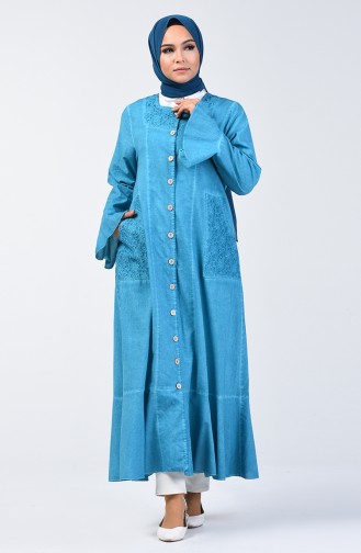 Abaya à Volant 8888-05 Pétrole 8888-05