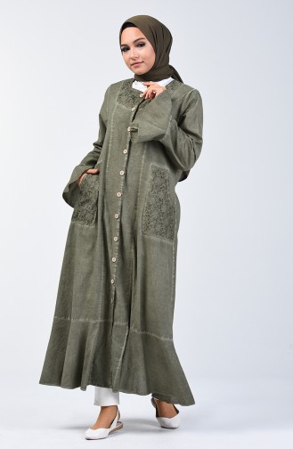 Abaya à Volant 8888-07 Khaki 8888-07