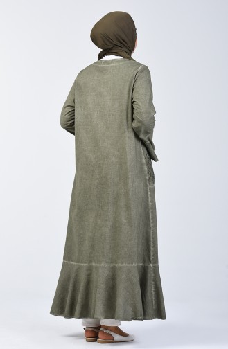 Volante Abaya aus Şile-Stoff  8888-07 Khaki 8888-07