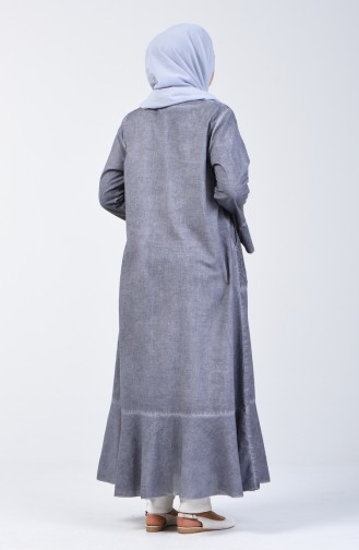 Abaya à Volant  8888-08 Gris 8888-08