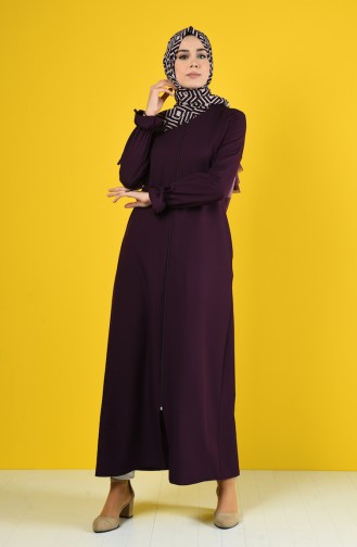 Zippered Abaya 0272-03 Purple 0272-03