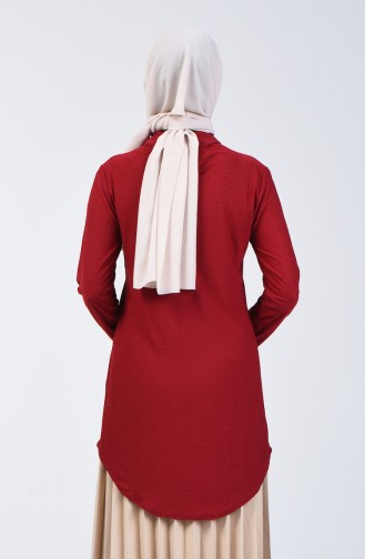 Pearled Asymmetric Shirt 1601-03 Claret Red 1601-03