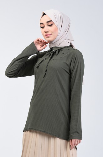 Chemise Asymétrique Perlées 1601-04 Khaki 1601-04